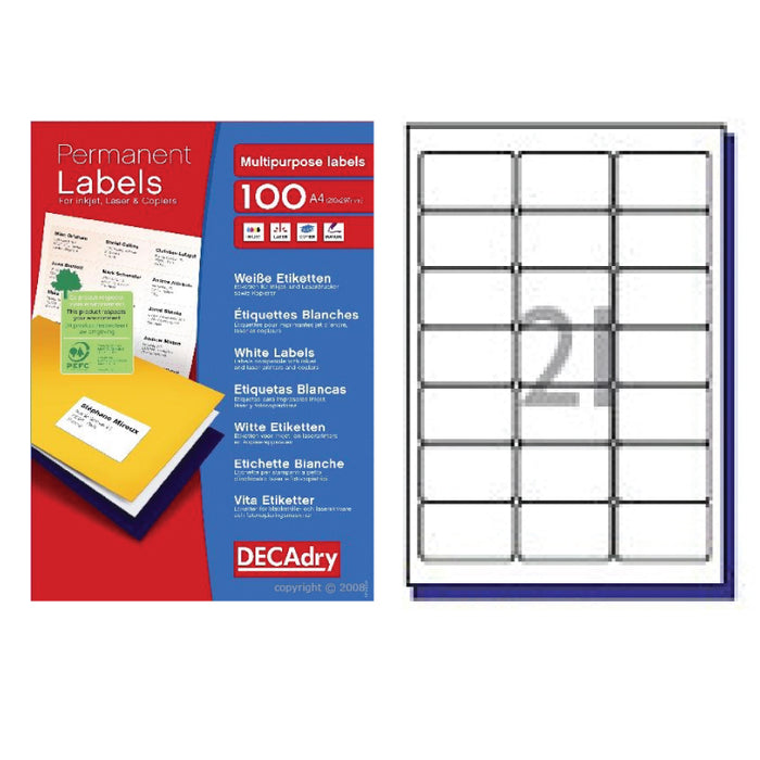 Decadry 21 per sheet Labels