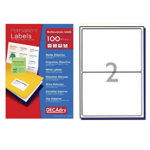 Decadry 2 per sheet Labels