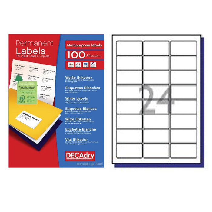 Decadry 24 per sheet Labels