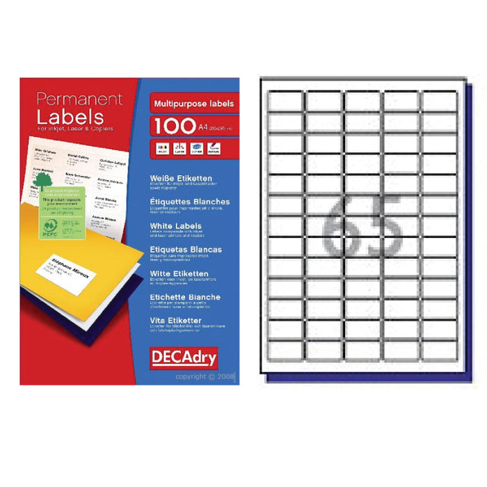 Decadry 65 per sheet Labels