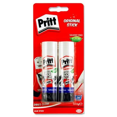 Pritt Glue Stick - 43g - Carded Pack of 2
