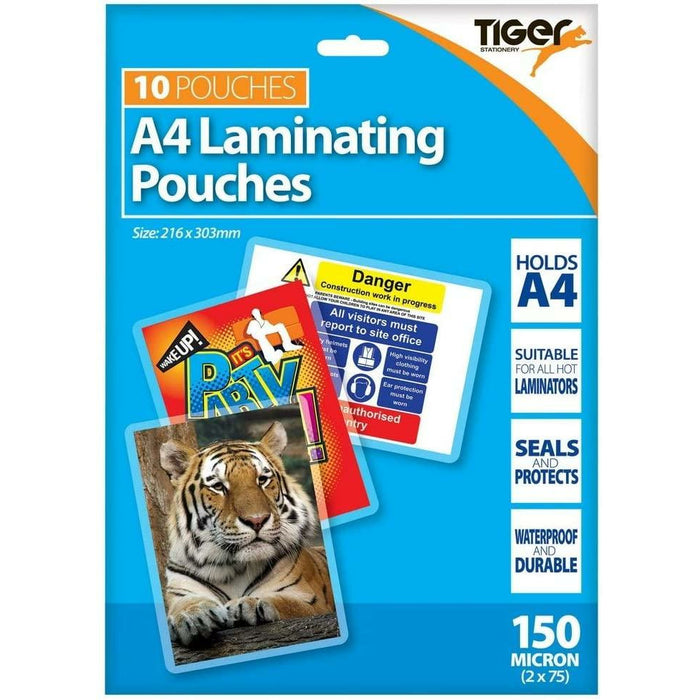 Tiger Laminating Pouches A4 10 Pk