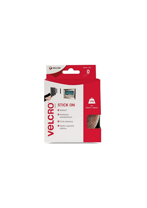 VELCRO Brand White Stick On Tape Roll, 20mm x 5m